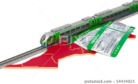 Rail travel in Morocco, concept. 3D rendering Rail travel in Morocco, concept. 3D rendering 54434923