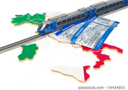 Rail travel in Italy, concept. 3D rendering Rail travel in Italy, concept. 3D rendering 54434933