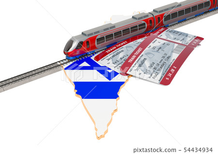Rail travel in Israel, concept. 3D rendering Rail travel in Israel, concept. 3D rendering 54434934