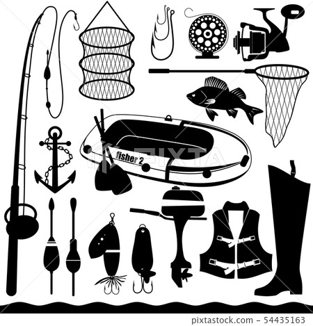 Fishihg icon set on white. Fishihg icon set on white. 54435163