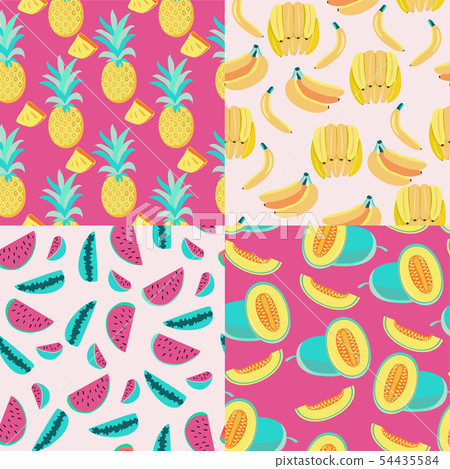 pattern with yellow bananas, pineapples , melon pattern with yellow bananas, pineapples , melon 54435584