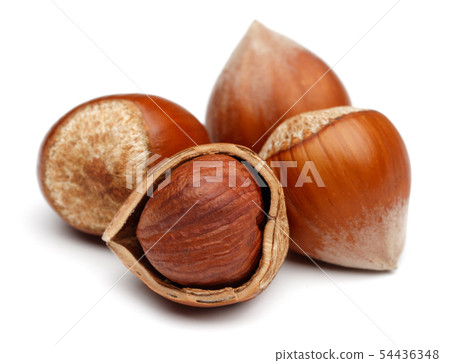 Whole and broken hazelnut isolated on white Whole and broken hazelnut isolated on white 54436348