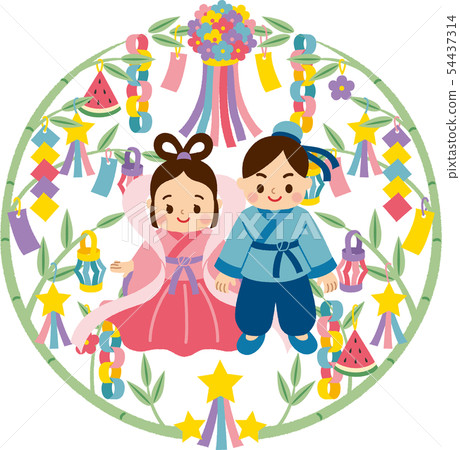 Orihime and Hikoboshi Tanabata Agate Ornament Background A 54437314