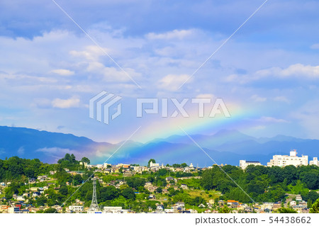 River Terraced Town and Rainbow 54438662