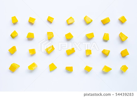 Green pumpkin vegetable cube slices  54439283