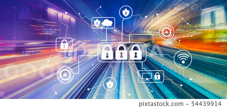 Cyber security theme with high speed motion blur 54439914