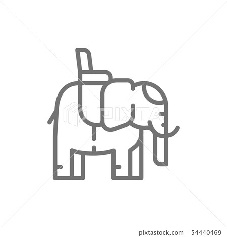 Indian elephant with a saddle line icon. Indian elephant with a saddle line icon. 54440469