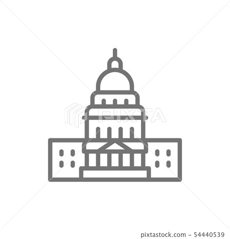 United States Capitol, famous American buildings line icon. United States Capitol, famous American buildings line icon. 54440539