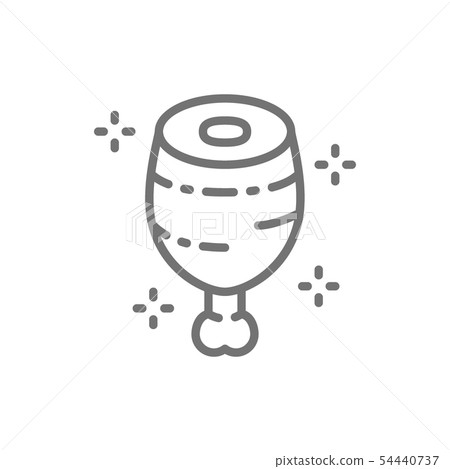 Meat, pork knuckle, prehistoric eat line icon. 54440737