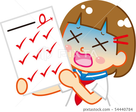 Junior high school girl 2 who got 0 points - Stock Illustration ...