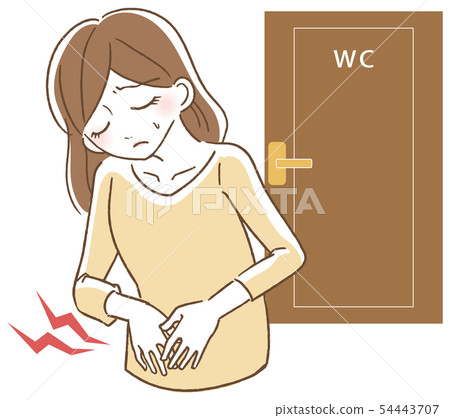 A woman suffering from stomachache 54443707
