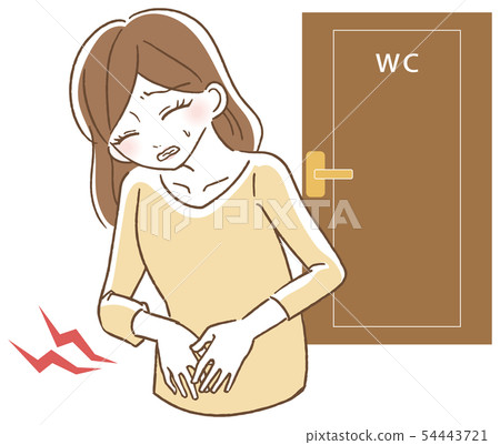 A woman suffering from stomachache 54443721