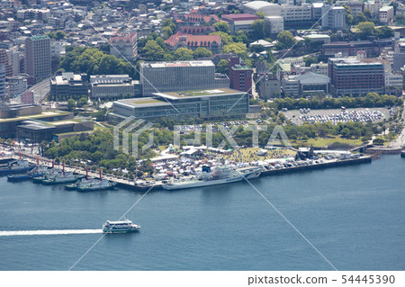 Waterside forest park and high speed ship 54445390