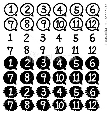 Hand drawn style number icons (1 to 12) - Stock Illustration [54445732 ...
