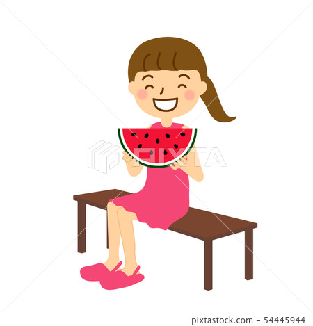 Watermelon half moon girl pink dress curb Watermelon half moon girl pink dress curb 54445944