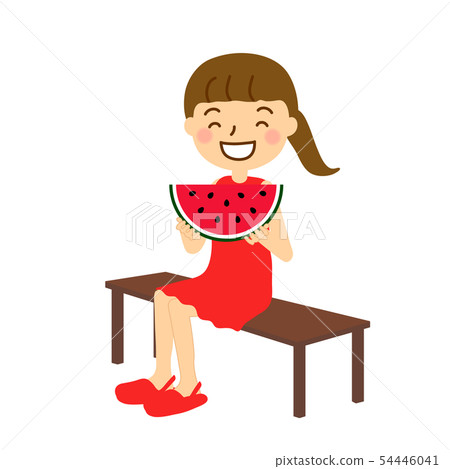 Watermelon half moon girl red dress curb Watermelon half moon girl red dress curb 54446041