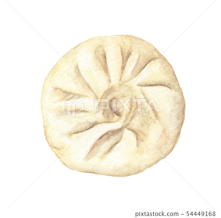 Top view of Steamed bun. Watercolor illustration. 54449168