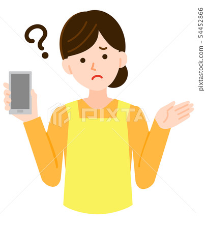 Housewife smartphone doubt no line simple illustration Housewife smartphone doubt no line simple illustration 54452866