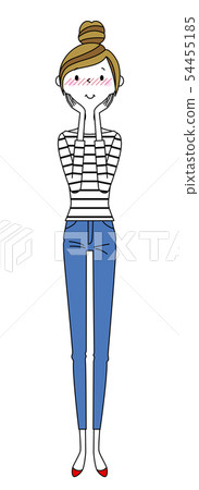 一個年輕的女人害羞 一個年輕的女人害羞 54455185