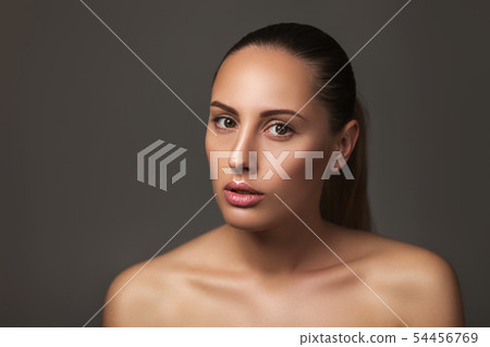 Beauty portrait of female face with natural perfect skin. 54456769