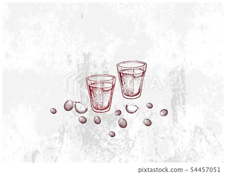 Hand Drawn of Single Espresso Coffee in Shot Hand Drawn of Single Espresso Coffee in Shot 54457051