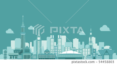 東京都市風景地標大廈導航背景例證 54458803