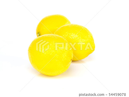 Closeup fresh lemon fruit slice isolated on white Closeup fresh lemon fruit slice isolated on white 54459078