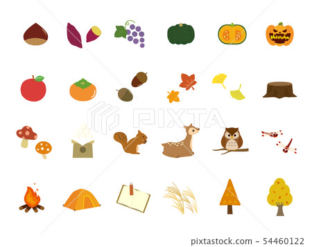 Collection of cute autumn illustrations 54460122