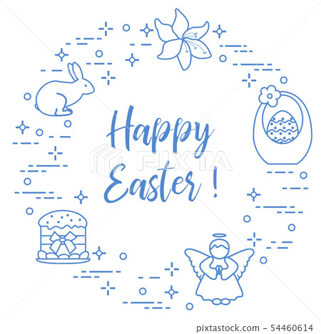 Easter cake, basket, eggs, rabbit, flowers, angel Easter cake, basket, eggs, rabbit, flowers, angel 54460614