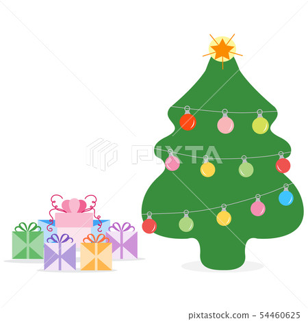 New Year decorated Christmas tree, gifts New Year decorated Christmas tree, gifts 54460625