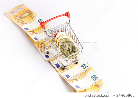 bitcoin gold coins in the shopping cart on a few 54460963