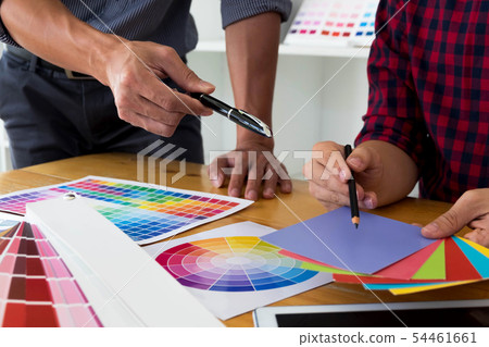 Graphic designers choose colors bands samples. Graphic designers choose colors bands samples. 54461661