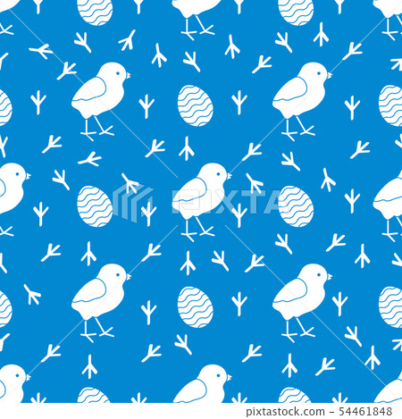 Seamless pattern with chicken, traces, eggs 54461848