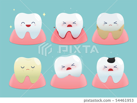 Set of cute little teeth on blue background 54461953