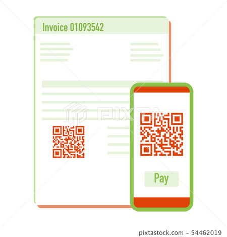 Phone scan qr code for payment invoice Vector Phone scan qr code for payment invoice Vector 54462019
