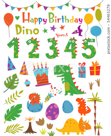 Cartoon funny dinosaurs and design elements 54463279