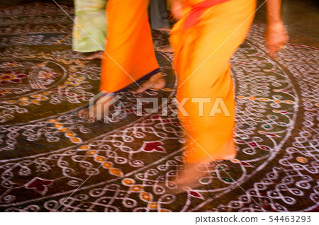 Pilgrims walking on the floor in Hindu temples 54463293