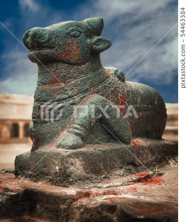 Satue of Nandi Bull at Brihadishvara Temple.India Satue of Nandi Bull at Brihadishvara Temple.India 54463384