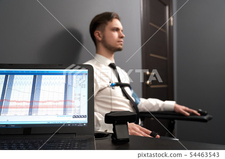 Computer with diagrams for pulse indicating on lie test 54463543