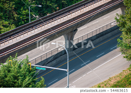 Cityscape. Fragment of four lane asphalt road with 54463615