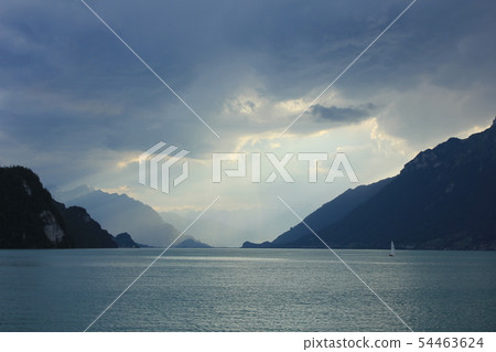 Summer scene at Lake Brienz, Switzerland. 54463624