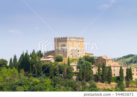 Ripa d'Orcia castle view, Tuscany landmark, Italy 54463871