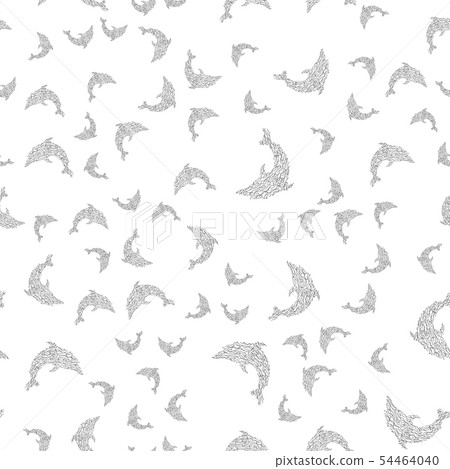Seamless pattern of dolphins isolated on white Seamless pattern of dolphins isolated on white 54464040