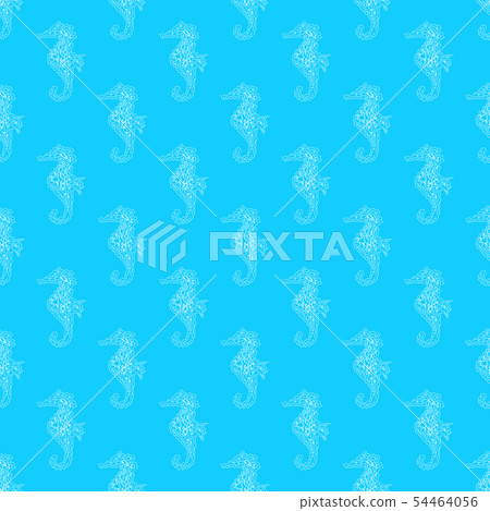 Seamless pattern of seahorses isolated on blue - Stock Illustration ...