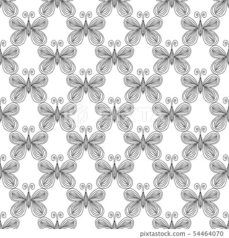 Seamless pattern of butterflies isolated on white - Stock Illustration ...