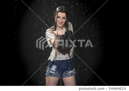 wet woman held out palm wet woman held out palm 54464624
