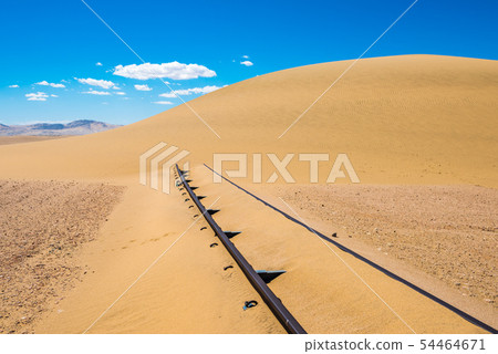 Railway tracks after sand storm, Namibia 54464671