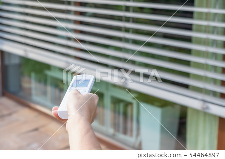 Control the external window blinds concept Control the external window blinds concept 54464897