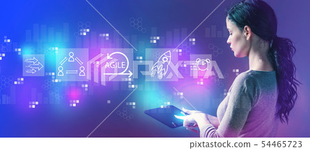 Agile concept with woman using a tablet 54465723