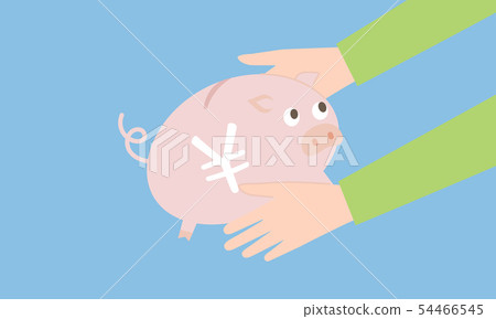 拿著豬錢箱的手的例證 拿著豬錢箱的手的例證 54466545